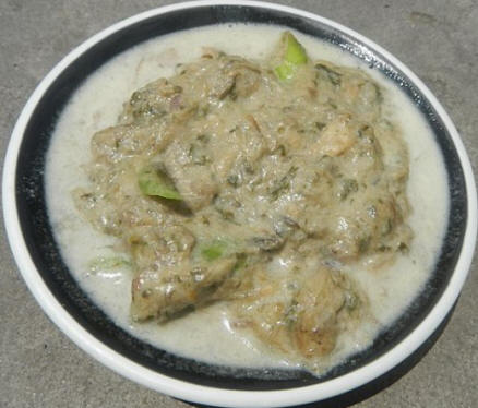 Laing dish cooked in coconut milk